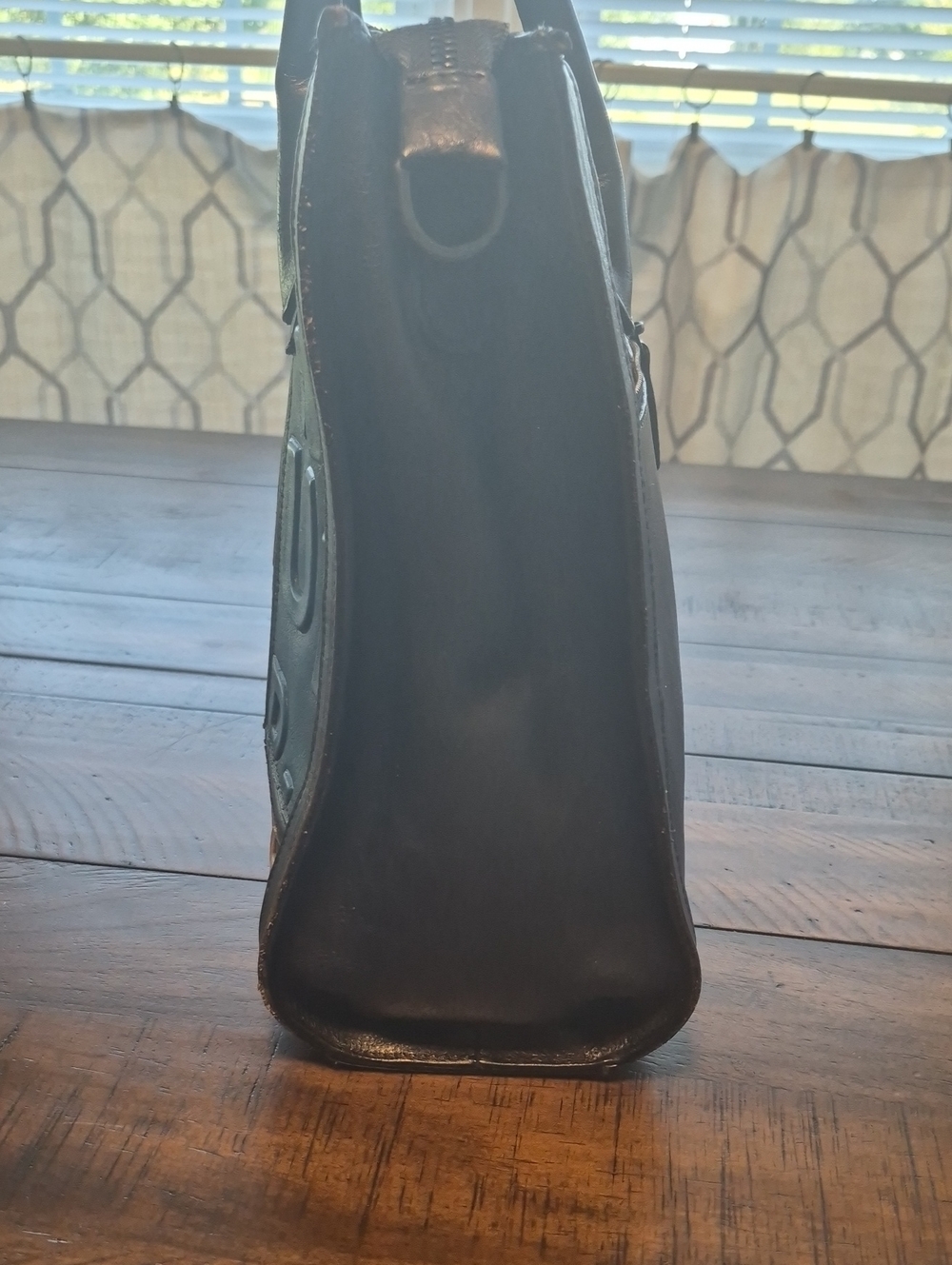 Colorblock Embossed Leather Tote - Multicolor - Picture 2 of 14